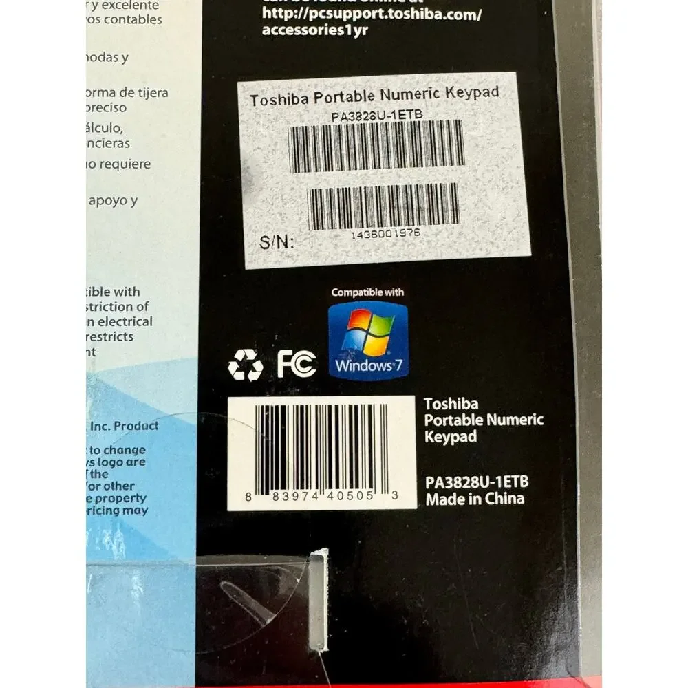 New Toshiba PA3828U-1ETB portable numeric keypad USB NEW
